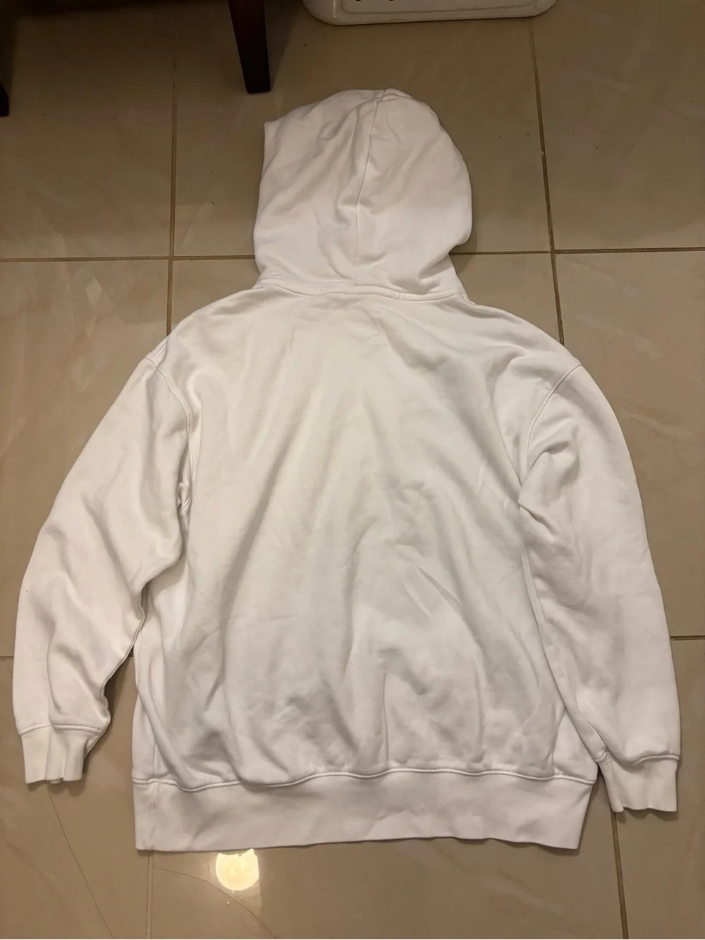 Nike White Men's Hooded Sweatshirt with Black Swoosh